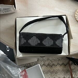 Chic Black Beaded Women's Clutch